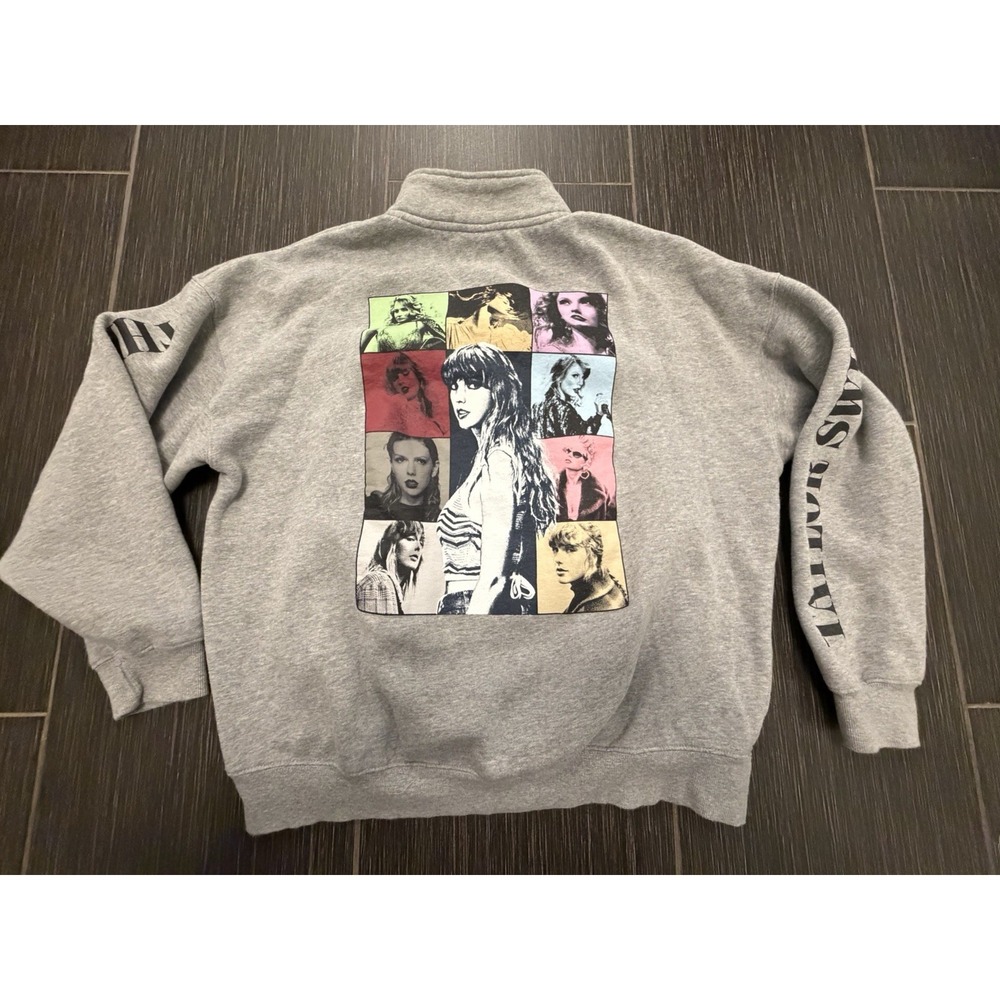 Taylor Swift Sz L Eras Tour Quarter Zip Sweatshirt All Over Graphic Concert